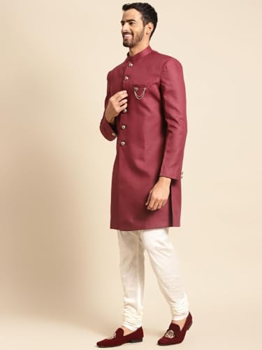 Men's Sherwani Set with Dupatta - Traditional Indian Ethnic Wear for Men - Ideal for Weddings, Festivals & Celebrations4