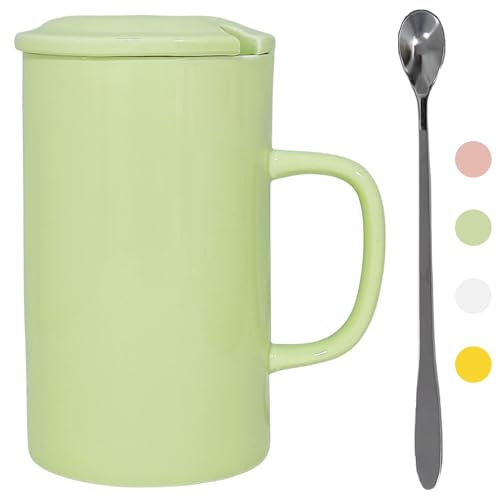 NIUKOMY Taza de Té Extra Grande, 900 ML Copa Big Mug de Porcelana, Tazas de Cerámica Muy Grande, Taza Gigante Café con Cuchara y Tapa, XXL Taza Verde NIUKOMY Taza de Té Extra Grande, 900 ML Copa Big Mug de Porcelana, Tazas de Cerámica Muy Grande, Taza Gigante Café con Cuchara y Tapa, XXL Taza Verde
