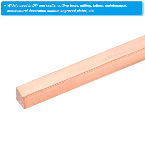 PATIKIL 0,2x0,2x19,69 T2 Kupfer Vierkantstange, massiver Flachstangen-Vorrat für Handwerk, Wartung, elektrische, architektonische Dekoration, Kupfer