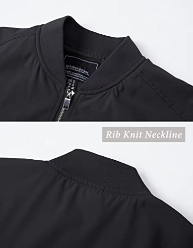 Kefitevd Mens Bomber Jackets Black Jacket Llightweight Windbreaker Men Relaxed Fit Sportswear Jacket Track Jacket Men #TOP5