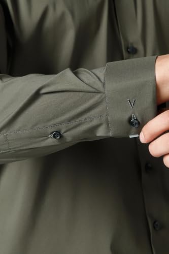 Image of Van Heusen Formal Slim Fit Shirt for Men | Solid | High Stretch Cotton Lycra | Full Sleeves | Ease of Movement