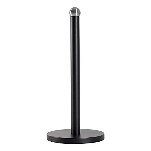 Harbour Housewares Vintage Metal Kitchen Roll Holder - Black - Stylish Steel Paper Towel Dispenser with Sturdy Base & Silver Accents - Elegant Countertop Storage for Home or Office