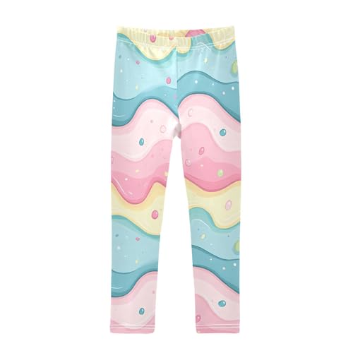 Colorful Ice Cream Print Girls Leggings Soft Stretch Workout Yoga Dance Pants for Kids Casual Tights