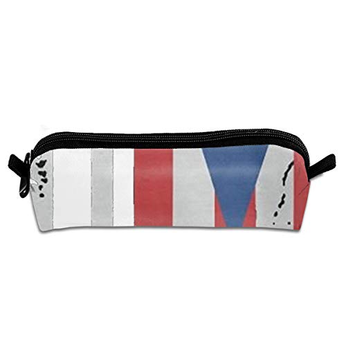 Usa Puerto Rico Flag Student Pencil Pen Case Zipper Pouch Small Cosmetic Makeup Bag Coin Purse For Kids Teens And Other School Supplies