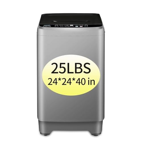 KRIB BLING Full Automatic Washing Machine with LED Display, 25 lbs Portable Washer Drain Pump, 10 Programs & 8 Water Levels Selections, Ideal for Camping, Apartment, Dorm, GREY, ZTXQB201B-GREY9