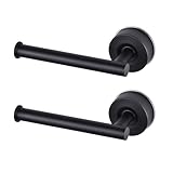 YOHOM Porta carta igienica a ventosa, senza trapano, porta fazzoletti da bagno con forte ventosa, rimovibile, supporto per rotolo di carta in acciaio inox, per cucina e bagno, nero opaco, 2 pezzi