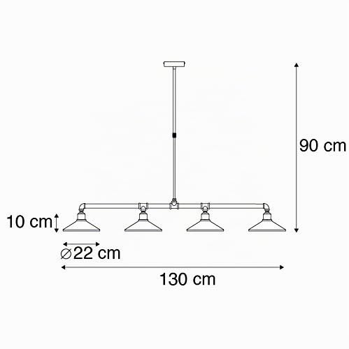 Qazqa lámpara de 4 luces Laser negra para iluminar grandes mesas 4