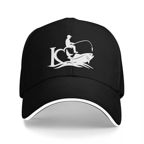 Chapeau noir de pêche KC Badge avec logo pêcheur pour passionnés