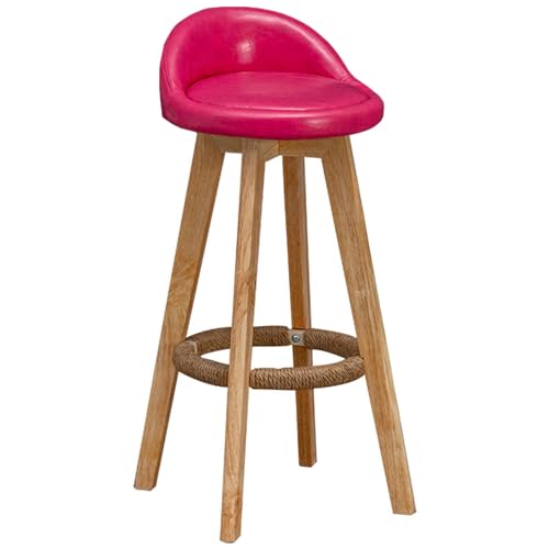Moderno taburete de cocina minimalista giratorio de 360° de madera con respaldo y reposapiés, asiento de isla, 37 x 37 x 73 cm