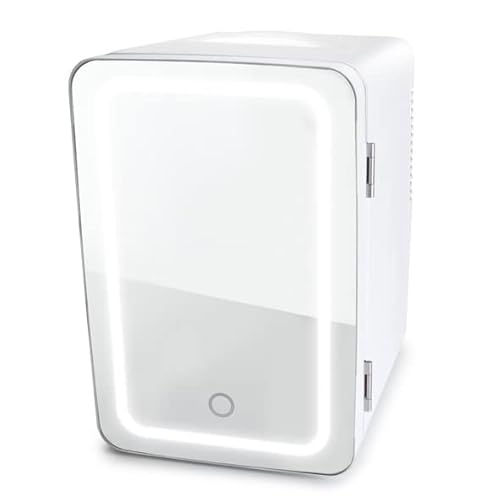 Led Lighted Mini Fridge With Mirror Door Refrigerator, White #TOP2