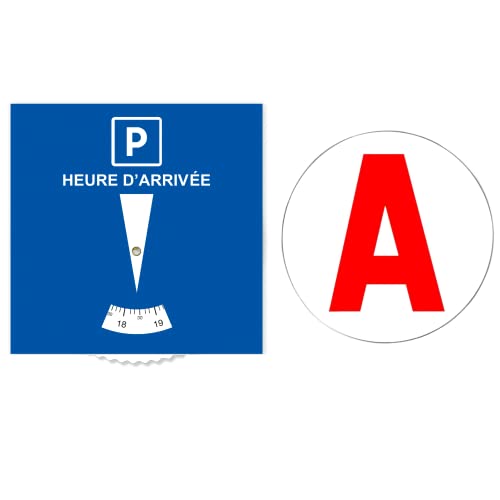Kit Jeune Conducteur INDISPENSABLE ✯✯ÉCO-RESPONSABLE✯✯ Accessoire Voiture Interieur Pack Disque Bleu de Stationnement Zone Bleue + A Magnetique Jeune Conducteur Lot 2 Accessoires Auto (GARANTIE À VIE) Cover