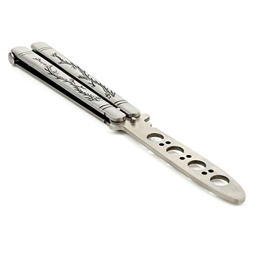 Yuzlder Practice Butterfly Knife, Stainless Steel Balisong Trainer Unsharpened Blade With Spring Latch, Smooth Action Butterfly Knife Trainer #TOP4