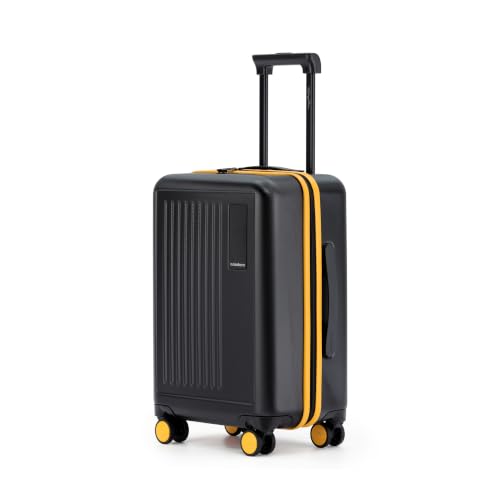 Cabin Suitcase|54 cm|40 L|German Makrolon Polycarbonate Hardshell| TSA-Approved Lock|8 Silent Ninja Wheels|YKK Zippers|4-7 Day Trips|Mokobara Transit Luggage|Black&Yellow(Money Moves Sunray 2.0)
