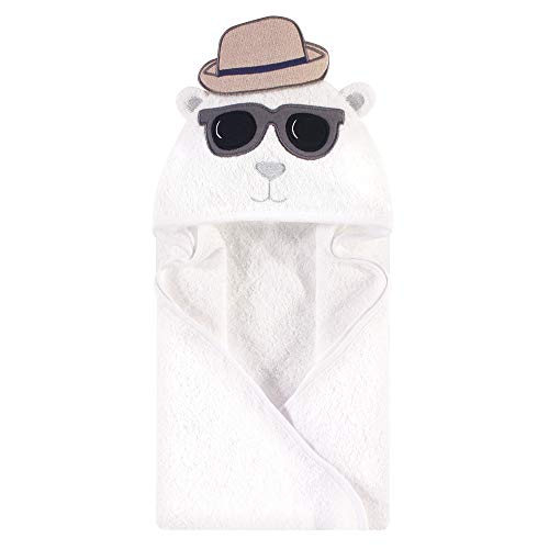 Image of Hudson Baby Unisex Baby Cotton Animal Face Hooded Towel, Handsome Bear, One Size