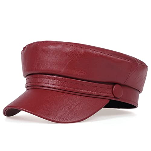 Gorra octogonal de mujer estilo boina de piel sintética miniatura 1