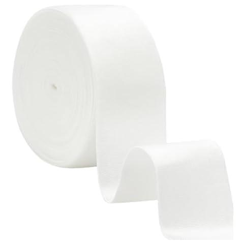 BENECREAT 10 Yards White Satin Elastic Band Cover
