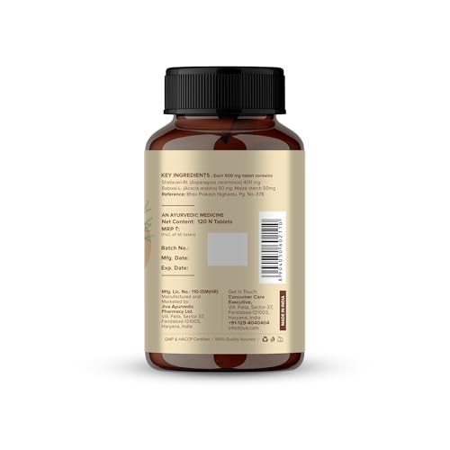 Image of Jiva Shatavari Tablets 500gm | 100% Pure & Natural | Helps to Boost Immunity | Goodness of Shatavari, Babool, Maize & Starch | For Men & Women - 120 Tablets (Pack of 1)
