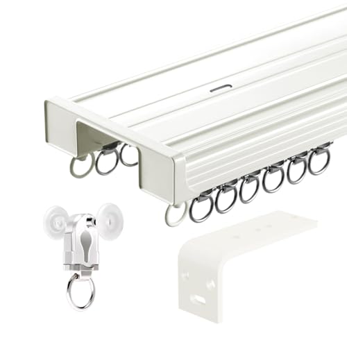 Barras de cortina para dormitorio dobles de aluminio blanco de 120 cm 2