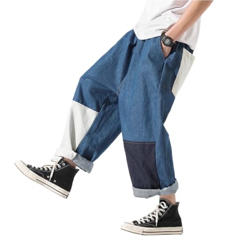 LIXINGHEITANG Harun Pants Mens Summer Japanese Jeans Straight Loose Large Size