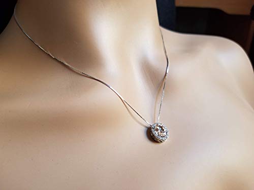 Certified 14K White Gold Diamond Morganite Halo Style Pendant Necklace, 18" #TOP5