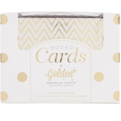 American Crafts 4.25-Inch x 5.5-Inch A2 Cards and Envelopes, Golden-Gold Foil (Pack of 40)