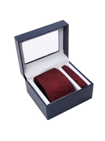 cantabil Men's Medallion Design Tie Set with Pocket Square-picture-18