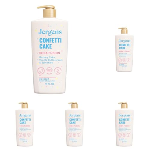 Jergens Shea Fusion Confetti Cake Body Lotion, Shea Butter, 14 Fl Oz (Pack of 5)