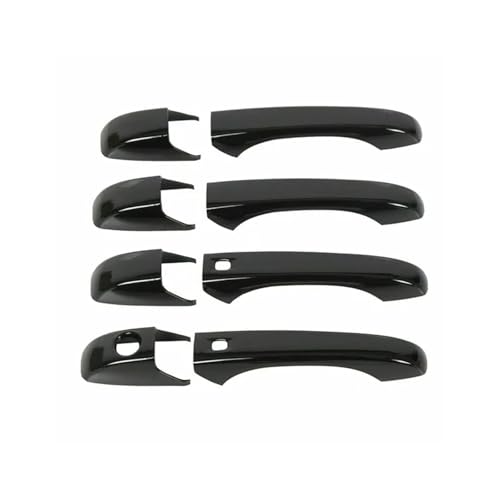 Accessoires extérieurs voiture premium : caches de poignée noir brillant 8 pièces