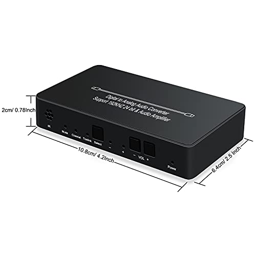 Dingsun Optical to RCA Converter, Digital to Analog Audio Converter with Volume Control DAC Converter Supports Sampling Rate Highest 192KHz/24bit Digital Audio Converter with Remote