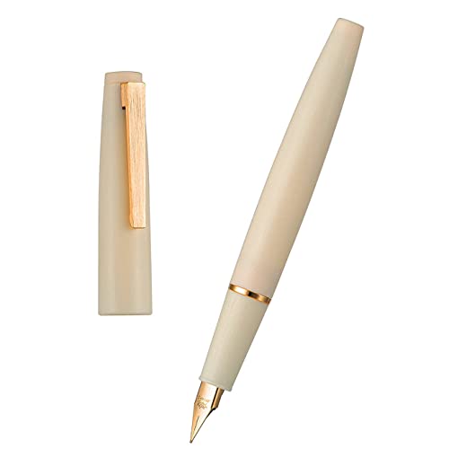 Jinhao 80 Brushed Carbon Fiber Fountain Pen Iridium Fine Nib, Ivory With Golden Clip Writing Pen #TOP2