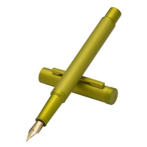 Image of Asvine Mustard Yellow Forest Fountain Pen Extra Fine Nib, Classic Design with Converter and Metal Pen Case, The Light of Hope Serise