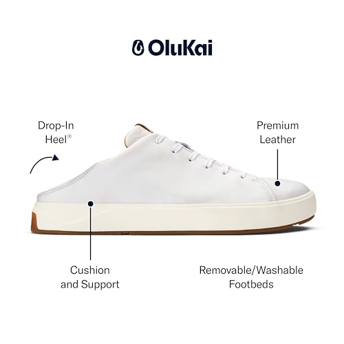 OluKai Lae'ahi Li 'ILI Men's Waterproof Leather Sneaker, Versatile & Casual Everyday Shoe, All-Day Comfort & Support, Enhanced Grip & Traction, Bright White/Bright White, 10 - image 7