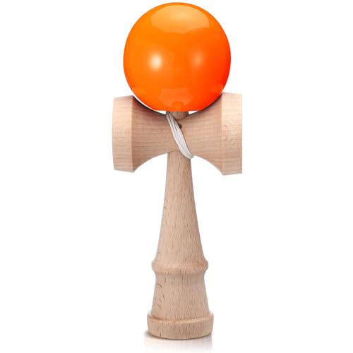 Shappy Wooden Kendama Include Extra String Mini Kendama Pocket Size for Beginners & Pros Made of Wooden Funny Event Party Favor Gift Present Supplies(Orange)