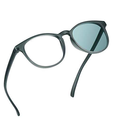 Image of YEIN Blue Light Blocking Glasses, Spring Hinge Photochromic Gray Sunglasses, Anti Eyestrain, Computer Reading Glasses, Gaming Glasses, TV Glasses for Women Men, Anti Glare