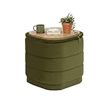 Bonlife Ottomane mit Stauraum, klappbare Fußstütze mit Tisch, Fußstütze, Fußhocker für Wohnzimmer, Schlafzimmer, Flur, olivgrüner Samt,38x38x38cm