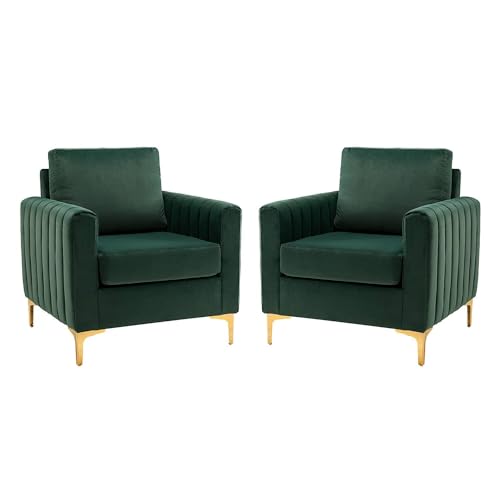 Image of Chair Armchair Single Sofa Chair for SmallWingback Chair | High Back Wing Chair | Single Seater Chair for Living RoomSet of 2 Chairs (Green1)