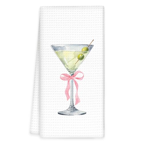 Margarita Decor Bow Kitchen Towels, Gifts for Margarita Lovers Hand Towel, Pink Bow Margaritas Dish Tea Towels for Kitchen Home Bar Decorative, Coquette Margaritas Bar Cart Decor,16x24In
