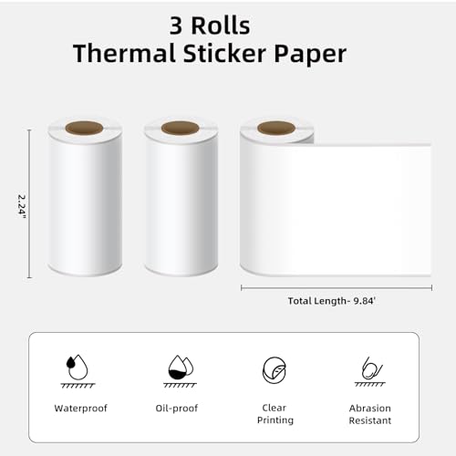 ORGSTA Etiketten Selbstklebend Klebeetiketten Aufkleber Beschriften Beschriftungsetiketten Selbstklebende Sticker Labels Weib 57mm x3M, 3 Rollen für S002
