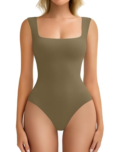 Image of Avidlove Bodysuits for Women Square Neck Body Suit Double Lined Tank Top Bodysuit Soft