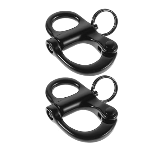 Toddmomy Lot de 2 Manilles à Ressort Fixes Marine en Acier Inoxydable 52 Mm Noir, Équipement de Yacht Robuste pour Gréement et Fixations de Navigation, Fermoirs Marins Pivotants Résistants