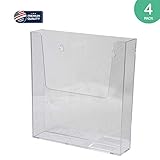 Clear-Ad - Acrylic Wall Mount Brochure Holder 8.5x11 (Pack of 4) - Plastic Hanging Flyer Holders - A