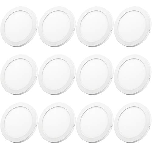 Crazy Clearance 12PK 6inch LED Flush Mount Ceiling Light 12W 5000K Dimmable Round Panel Light LED Recessed Light for Closet Room,Stairs,Office,Basement