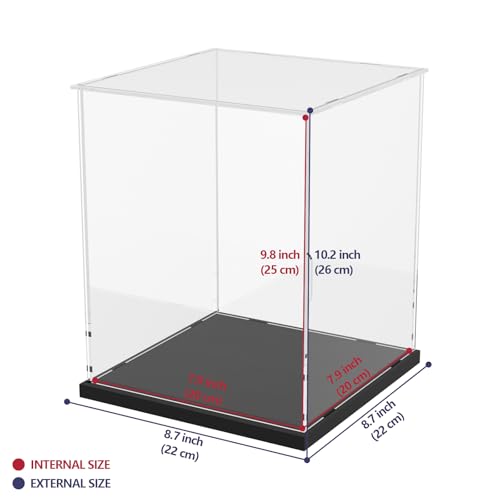 Image of Choowin Acrylic Display Case for Lego Star Wars Helmet Mandalorian Helmet for Lego R2D2, Thickened Clear Acrylic Display Cases for Collectibles, Assemble Dustproof Display Box with Door, Black