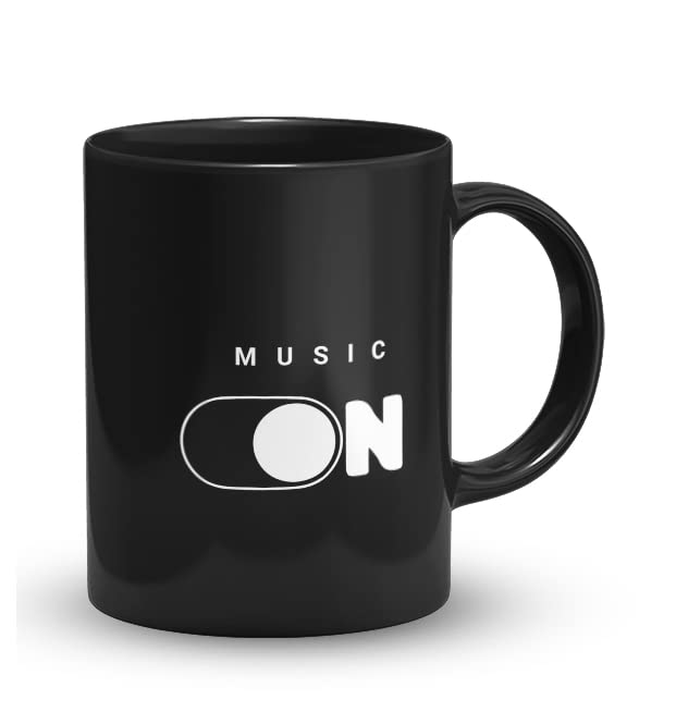 The Desi Monk Music On Printed Colorful Black Mug | Coffee Mug | Milk Mug |This Mug is Microwave and Dishwasher Safe 330ml | Mug-7