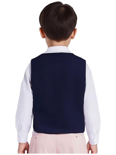 Boys Formal Suit Vest, U Neck & Sleeveless, 3 Button Single Breasted Closure & Color Block4