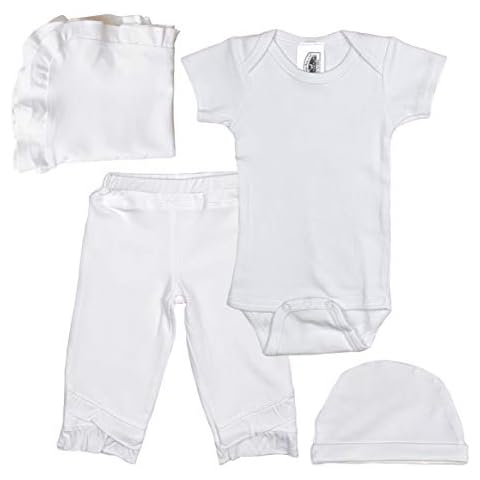 One Small Child Girls Five-Piece Bamboo Viscose Layette Set with Bodysuit - WHITE 06 Cover