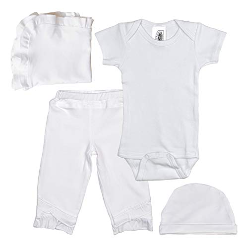 One Small Child Girls Five-Piece Bamboo Viscose Layette Set with Bodysuit - WHITE 03