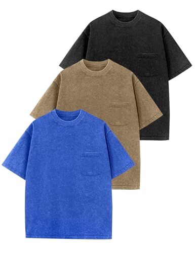 3 Pack Boys Girls Shirts Short Sleeve Acid Washed Cotton T-Shirts Kids Tshirts Summer Tops Tees 5-14 Years