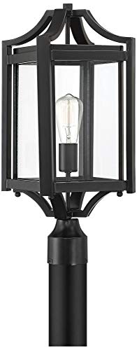 Franklin Iron Works Rockford Collection Rustic Farmhouse Outdoor Post Light Fixture Black Iron 20 1/4" Clear Beveled Glass For Exterior House Porch Patio Outside Deck Garage Yard Garden Driveway #TOP1