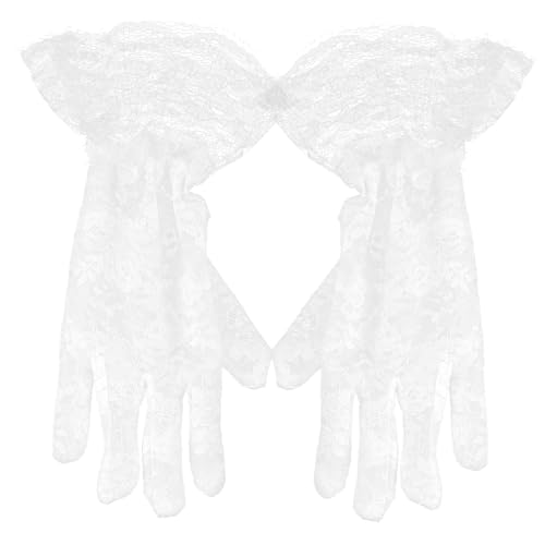 NOLITOY 2pcs Elegant Lace Gloves for Flower Girls Tulle Boy Girl Accessories for Weddings and Special Occasions Ages
